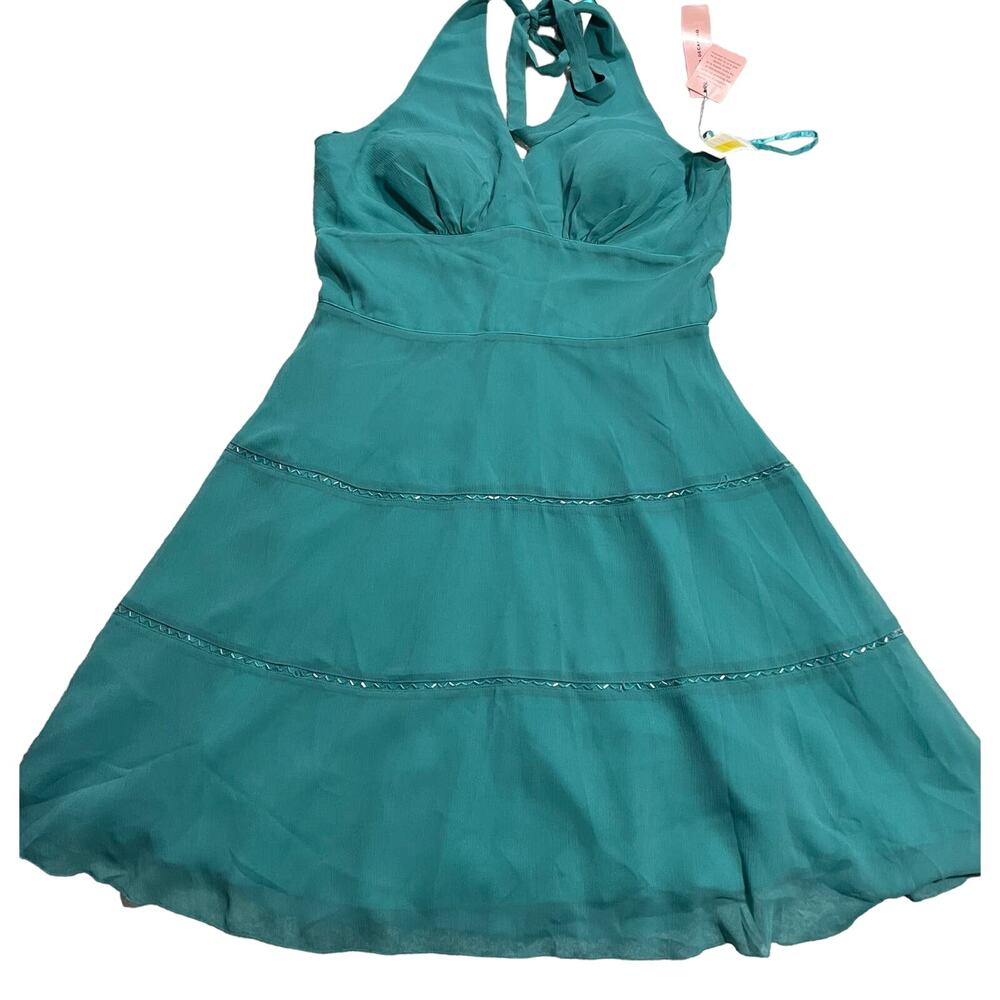 Philip Decaprio Women's Size 14 Halter Neck Tiered Dress Green Y2K